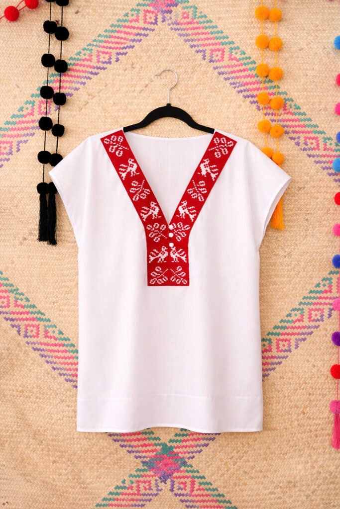blusa con aplicaciones de bordado zoque de copainala